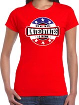 Have fear United States is here / Amerika supporter t-shirt rood voor dames M