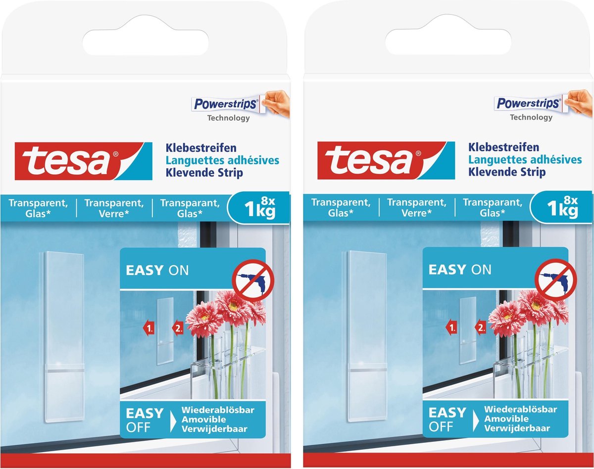 16x Tesa Powerstrips voor spiegels/ruiten klusbenodigdheden - Klusbenodigdheden - Huishouden - Plakstrips/powerstrips - Dubbelzijdig - Zelfklevend - Tape/strips/plakkers - Tesa