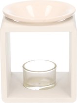 Witte vierkante geurbrander/waxbrander 10 x 10 x 12 cm - Waxmelts/oliebrander/geurchips brander  - Geurbranders/waxbranders - Woonaccessoires