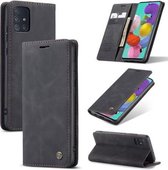 CaseMe - Hoesje geschikt voor Samsung Galaxy A51 -Wallet Book Case met Ritssluiting - Zwart