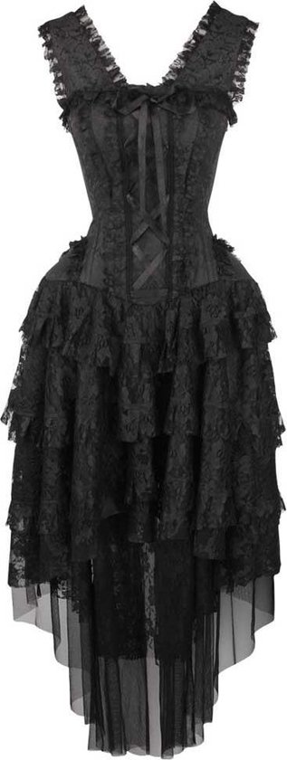 Attitude Holland Trouwjurk -M- Victorian wedding dress long Gothic, vampire, victoriaans Zwart