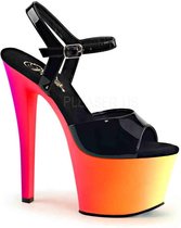 Pleaser Sandaal met enkelband, Paaldans schoenen -38 Shoes- RAINBOW-309UV Paaldans schoenen Zwart/Multicolours