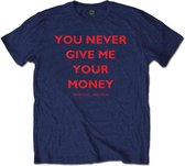 The Beatles Heren Tshirt -S- You Never Give Me Your Money Blauw