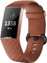 Siliconen Smartwatch bandje - Geschikt voor  Fitbit Charge 4 silicone band - bruin - Maat: S - Horlogeband / Polsband / Armband
