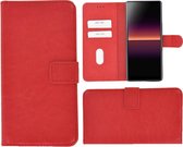 Sony Xperia L4 hoes Effen Wallet Bookcase Hoesje Cover Rood Pearlycase