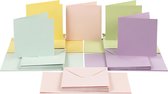 Kaarten en enveloppen, afmeting kaart 15x15 cm, afmeting envelop 16x16 cm, 110+220 gr, pastelkleuren, 50 set/ 1 doos