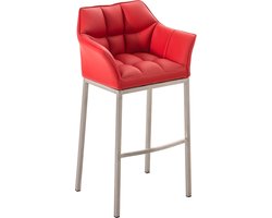 CLP Damaso Barkruk - Vast frame - Kunstleer rood roestvrij staal
