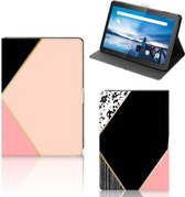 Bookcase Hoesje Lenovo Tablet M10 Tablet Hoes met Magneetsluiting Customize Black Pink Shapes