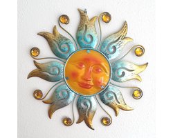 Onthewall | Zon | bloem | blauw | metaal & glas | XL | 40 x 40cm