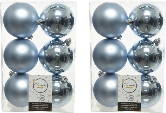 Wig accumuleren bestrating 24x Lichtblauwe kunststof kerstballen 8 cm - Mat/glans - Onbreekbare  plastic... | bol.com