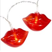 1x LED lichtsnoeren met rode lippen 1 meter binnen/buiten feestverlichting - Liefde/Valentijnsdag thema kusjes versiering