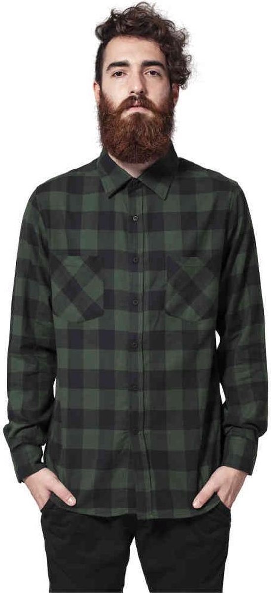 Urban Classics Overhemd -L- Checked Flanell Zwart