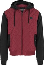 Urban Classics Winterjas -S- Hooded Diamond Quilt Nylon Rood/Zwart