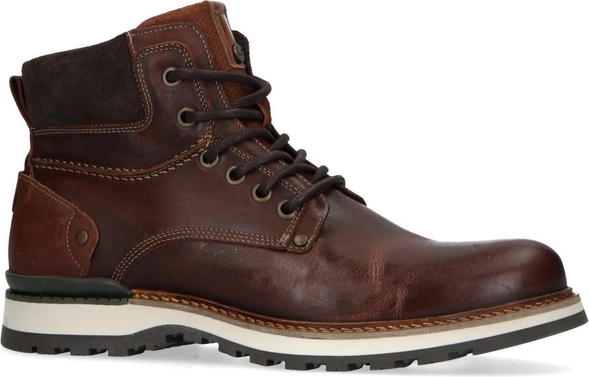 No Stress - Heren - Bruine leren veterboots - Maat 42 | bol.com