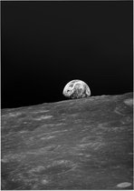 Moon with Earth over horizon (ruimtevaart) - Foto op Forex - 50 x 70 cm
