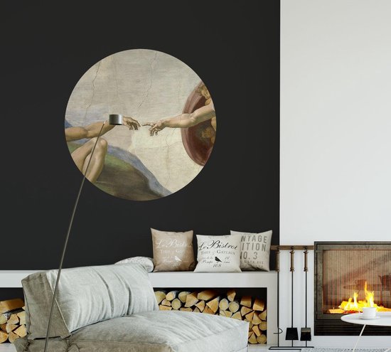 Création d'Adam, Michelangelo Buonarroti - Photo sur papier peint Circle - ⌀ 40 cm