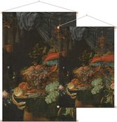 Stilleven met vruchten en een puttertje, Abraham Mignon - Foto op Textielposter - 90 x 135 cm