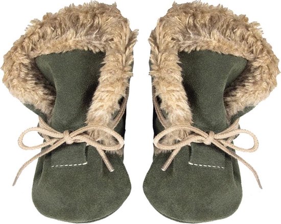 Hobea  winterslofjes suede olijfgroen