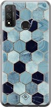 Huawei P Smart 2020 hoesje siliconen - Blue cubes | Huawei P Smart (2020) case | blauw | TPU backcover transparant