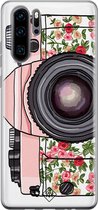 Huawei P30 Pro hoesje siliconen - Hippie camera | Huawei P30 Pro case | Roze | TPU backcover transparant