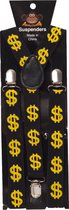 Partychimp Bretels Dollar voor bij Carnavalskleding Heren Carnaval Accessoires 2,5 Cm Breed - Zwart/Geel - One-size