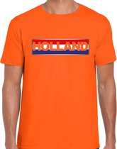 Oranje / Holland supporter t-shirt / shirt Holland banner oranje voor heren S