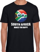 Africa makes you happy landen t-shirt Zuid-Afrika zwart voor heren met emoticon XL