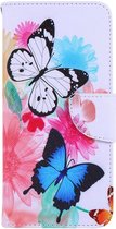 Shop4 - iPhone 12 mini Hoesje - Wallet Case Gekleurde Vlinders