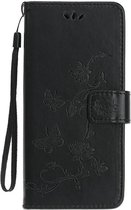 Shop4 - iPhone 12 Pro Hoesje - Wallet Case Vlinder Patroon Zwart