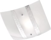 LED Plafondlamp - Plafondverlichting - Trion Niki - E27 Fitting - 1-lichts - Vierkant - Mat Zilver - Glas