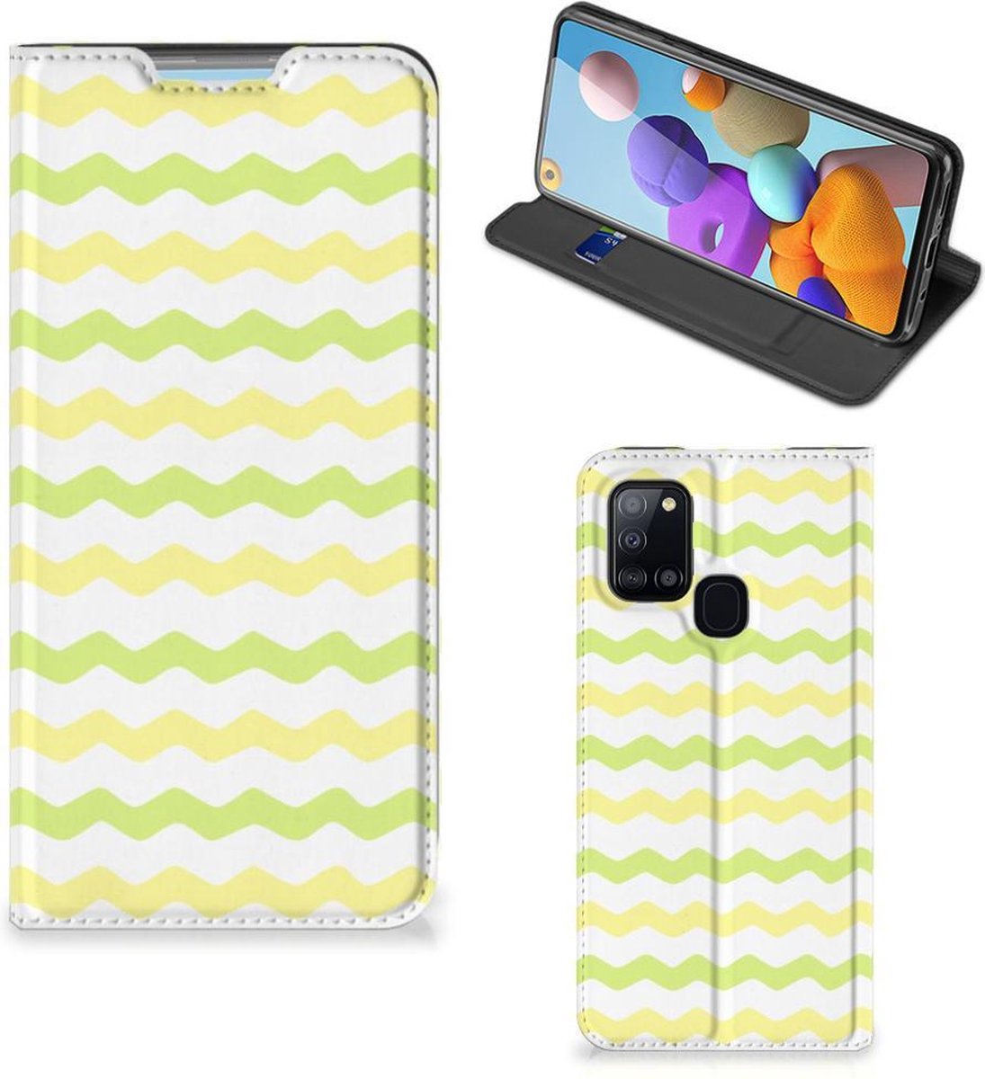 Samsung Galaxy A21s Hoesje met Magneet Waves Yellow