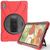 Tablet hoes geschikt voor Tablet hoes geschikt voor Huawei MatePad 10.4- Hand Strap Armor Case - Rood