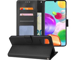 Hoesje - Geschikt voor Samsung Galaxy A41 - Luxe Bookcase - Walletcase Hoes - Portemonnee - Cover - Telefoonhoes - Zwart