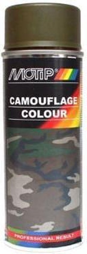 Motip camouflagelak mat RAL 6014 geel/olijfgroen - 400 ml. | bol