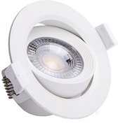 LED Spot - Inbouwspot - Aigi Nilona - 5W - Helder/Koud Wit 6500K - Rond - Kantelbaar - Mat Wit - Aluminium - BSE