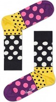 Happy Socks Dots Block Anniversary Sokken - Geel/Paars/Zwart - Maat 36-40