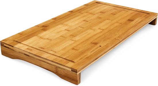 Relaxdays snijplank bamboe - afdekplaat hout - met saprand - 52 x 29 cm -  serveerplank | bol.com