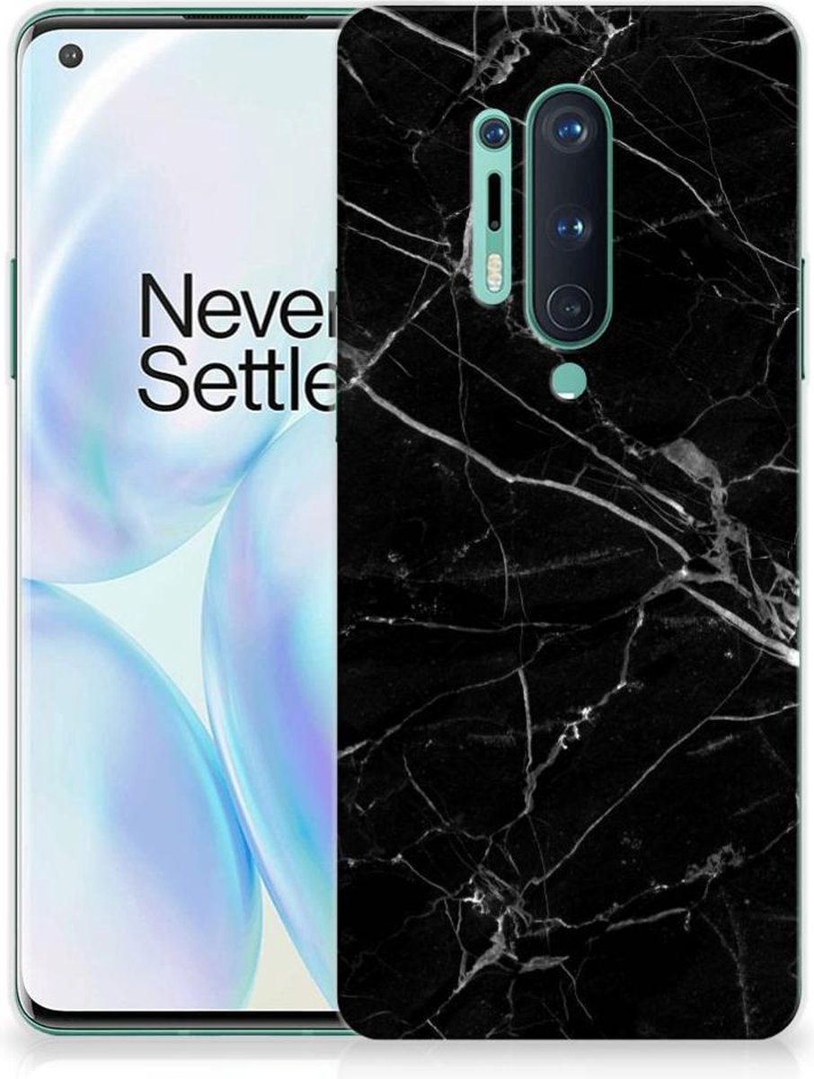 OnePlus 8 Pro TPU Siliconen Hoesje Marmer Zwart - Origineel Cadeau Vader