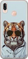 Huawei P20 Lite hoesje siliconen - Tijger wild | Huawei P20 Lite (2018) case | blauw | TPU backcover transparant