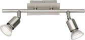 LED Plafondspot - Trion Nimo - GU10 Fitting - 6W - Warm Wit 3000K - 2-lichts - Rechthoek - Mat Nikkel - Aluminium - BES LED