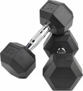 LMX Hexagon Dumbbellset - per 2 stuks - Rubber - 7.5 kilo - Zwart - 8462