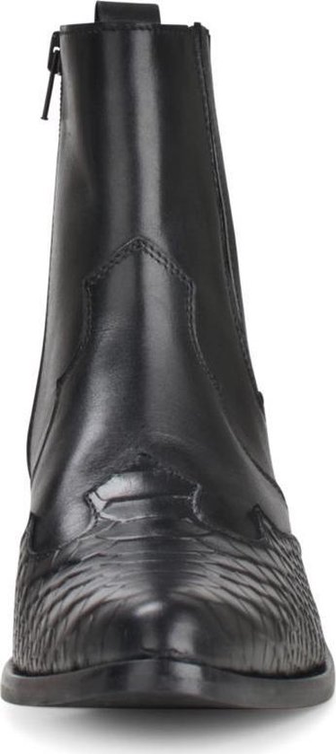 PS Poelman Leren Chelsea Enkellaarzen met Western Snake Print Details Tartor Zwart Dames Maat 42 PS Poelman Leren Chelsea Enkellaarzen met Western Snake Print Details Tartor Zwart Dames Maat 42