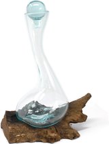 Wijn Decanteerkaraf | Wijn Decanteren | Karaf op Hout | Handgemaakt met Gesmolten Glas - HomeDays