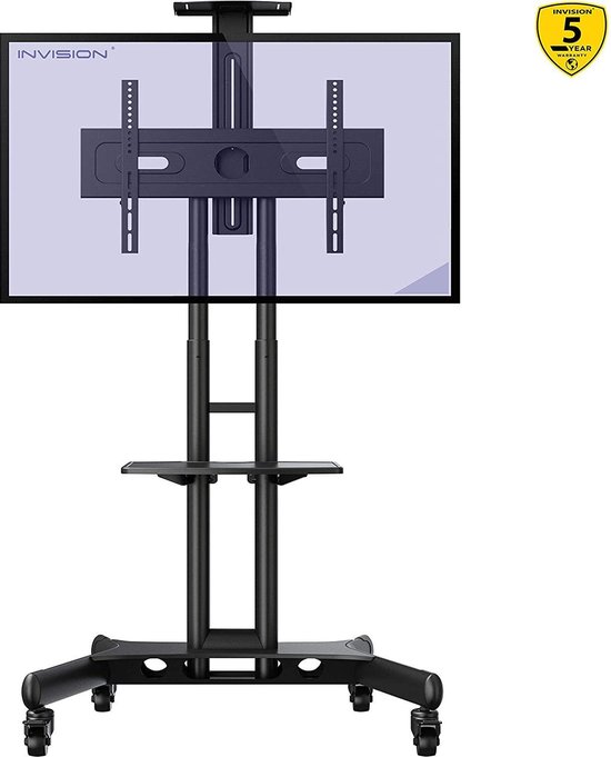 bol.com | Invision® TV-standaard trolley voor grote schermen tot 65 inch |  Mobiel scherm station...