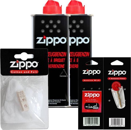 Paquet d'entretien du briquet Zippo : 2 x essence / liquide, 1 x