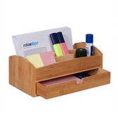 Relaxdays bureau organizer bamboe - met lade - pennenbakje - pennenbak - pennenhouder