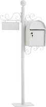 Clp Brievenbus CHARLIZE, vrijstaande nostalgische brievenbus, mailbox, 150 cm, met naamplaatje, ontwerp nostalgisch antiek - wit