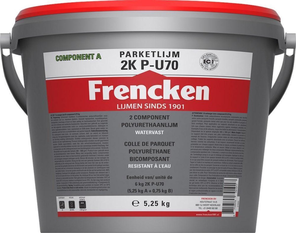 Frencken 2K P-U70 Parketlijm - Bruin - 6kg - 2 componenten (A&B)