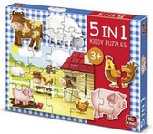King Legpuzzel Kiddy Puzzles 5-in-1 Boerderij 12 Stukjes