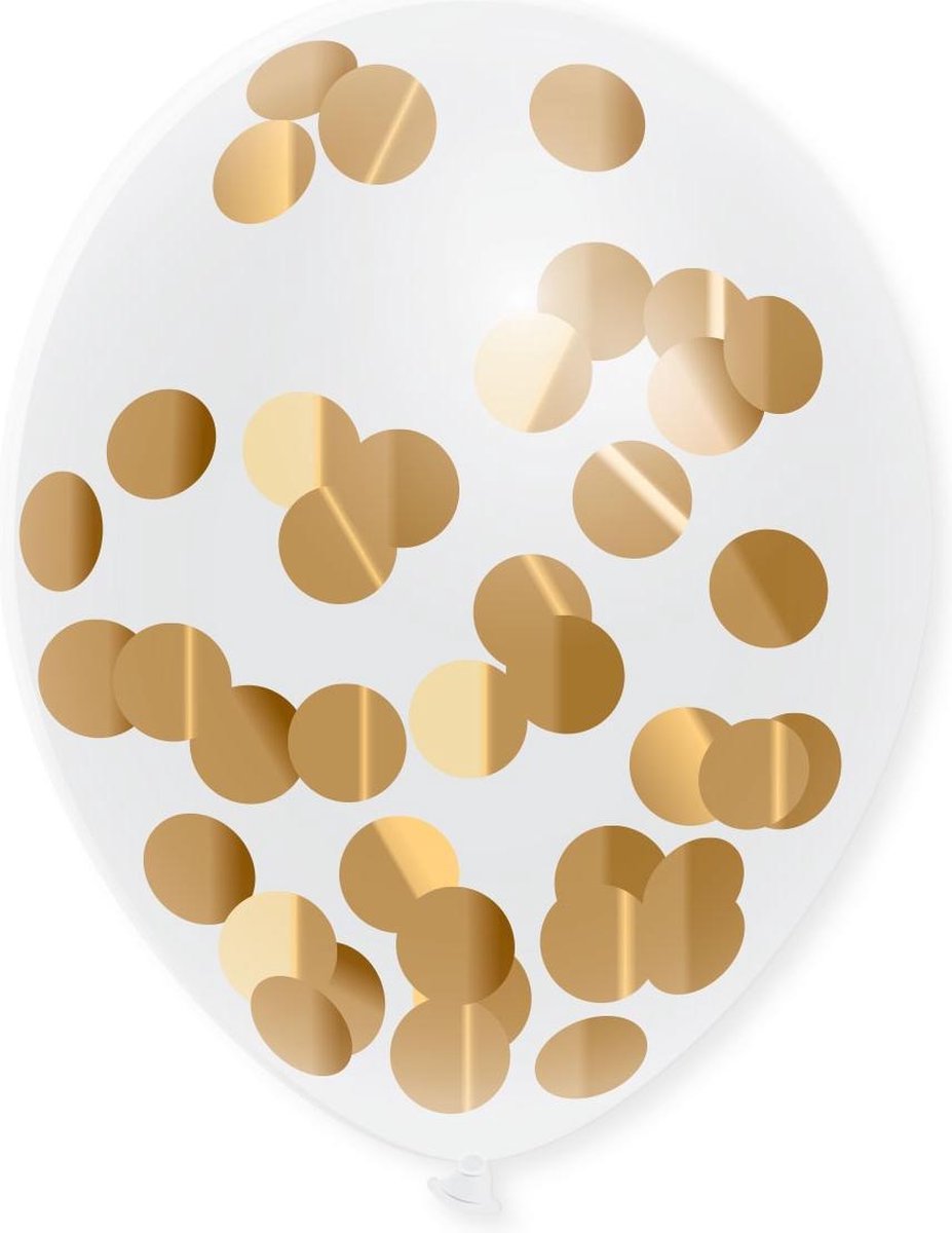 Jep-Party Goud 30cm 5 Stuks Confetti Ballonnen 442365